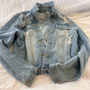 Love Tree Light Blue Distressed Jean Jacket